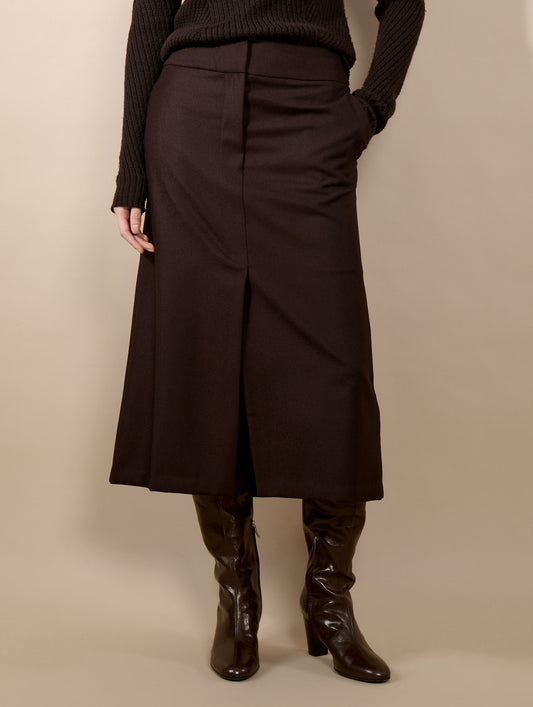 Burgundy flannel midi skirt