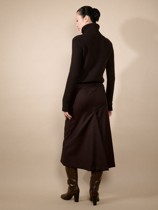 Burgundy flannel midi skirt