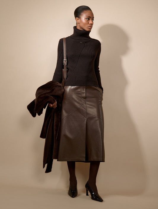 Lambskin midi skirt