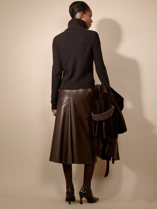 Lambskin midi skirt