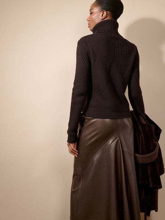 Lambskin midi skirt