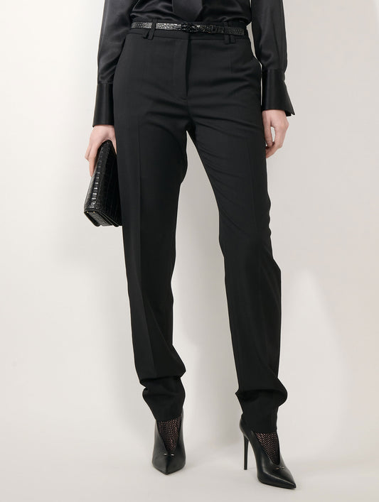 Grace trousers in black stretch wool gabardine