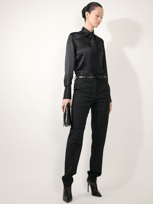 Grace trousers in black stretch wool gabardine