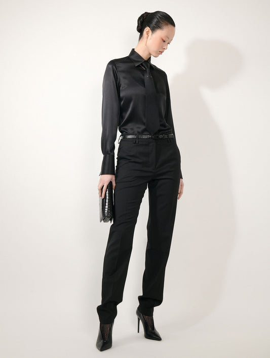 Grace trousers in black stretch wool gabardine