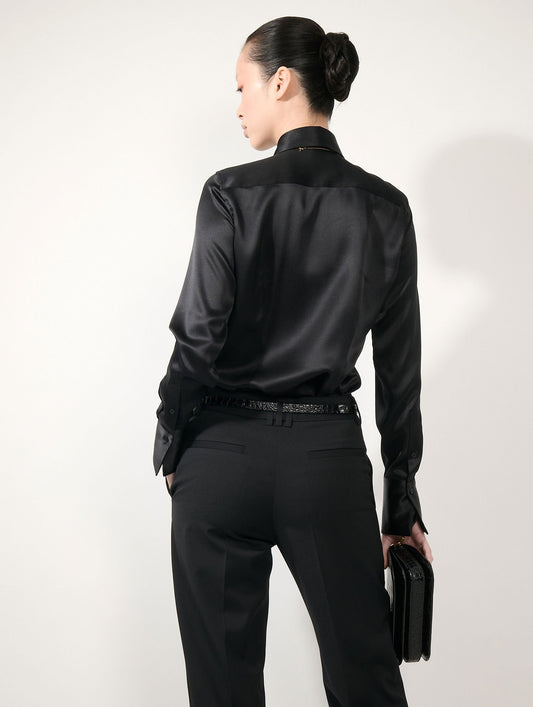 Grace trousers in black stretch wool gabardine