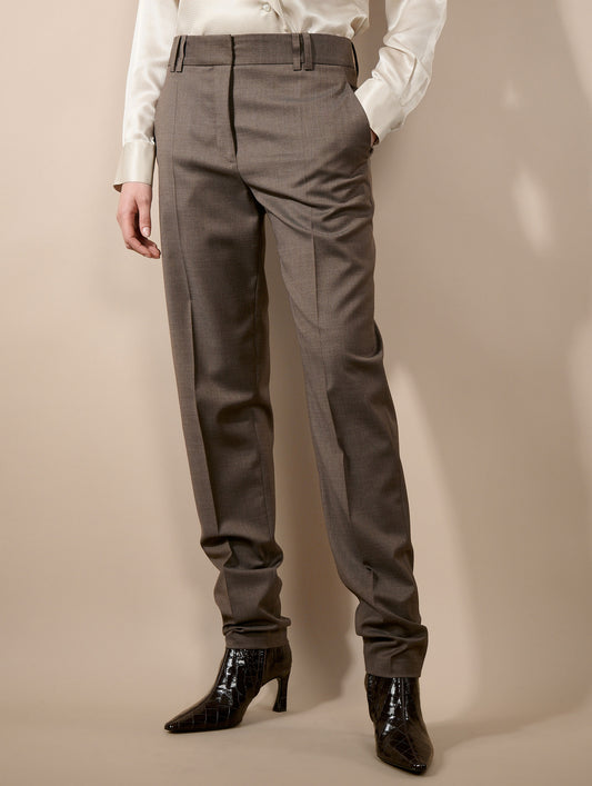 Grace trousers in taupe stretch wool cloth