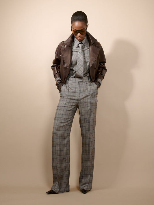 Black Prince of Wales silk twill trousers