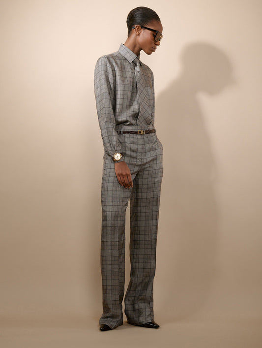Black Prince of Wales silk twill trousers