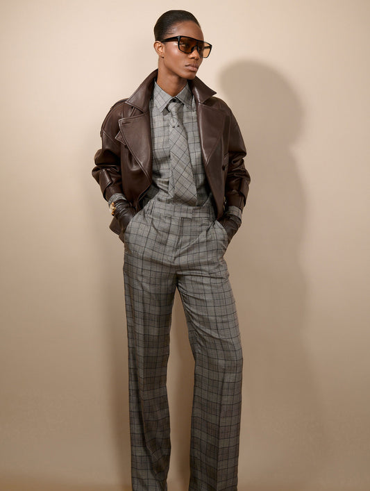 Black Prince of Wales silk twill trousers