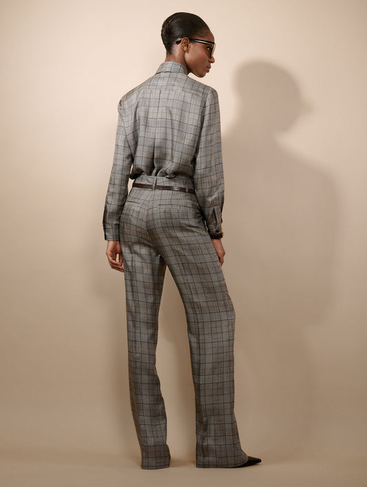 Black Prince of Wales silk twill trousers