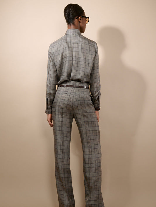 Black Prince of Wales silk twill trousers