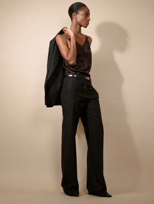 Macassar Prince of Wales wide-leg trousers