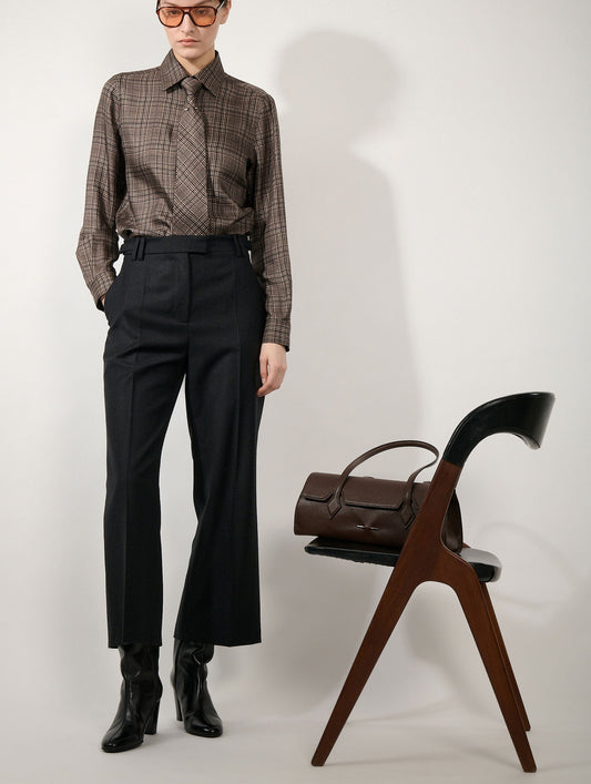 Asphalt 7/8-length flannel trousers