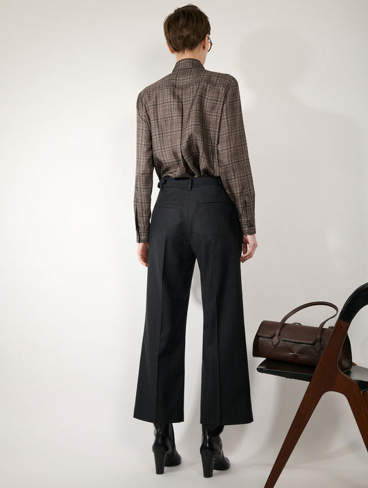 Asphalt 7/8-length flannel trousers