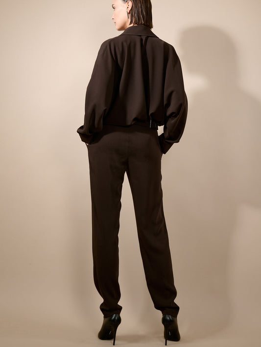 Mocha fluid crepe jumpsuit