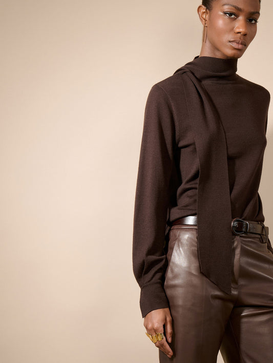 Grace trousers in coffee-coloured leather