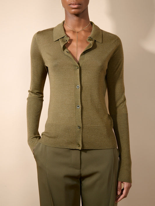 Moss extra-fine merino silk cardigan sweater