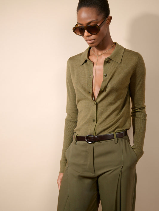Moss extra-fine merino silk cardigan sweater