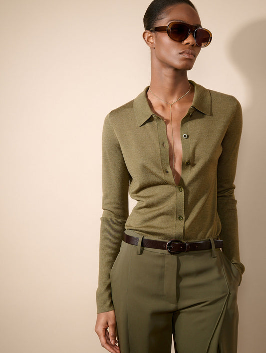 Moss extra-fine merino silk cardigan sweater