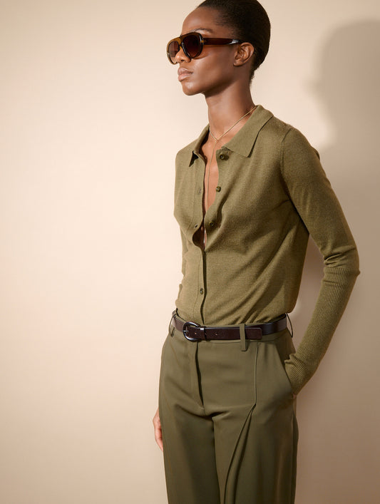 Moss extra-fine merino silk cardigan sweater
