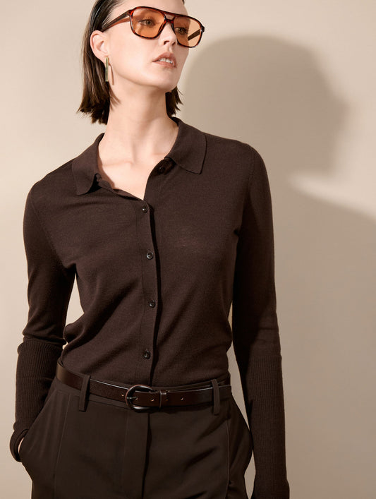 Mocha extra-fine merino silk cardigan
