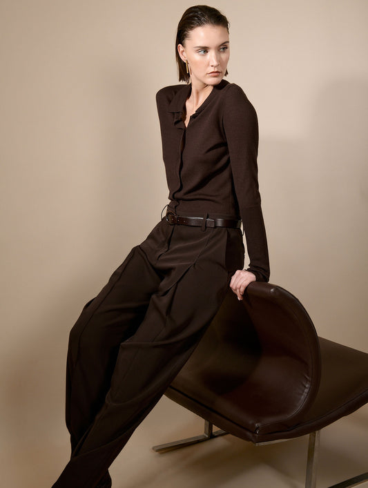Mocha extra-fine merino silk cardigan