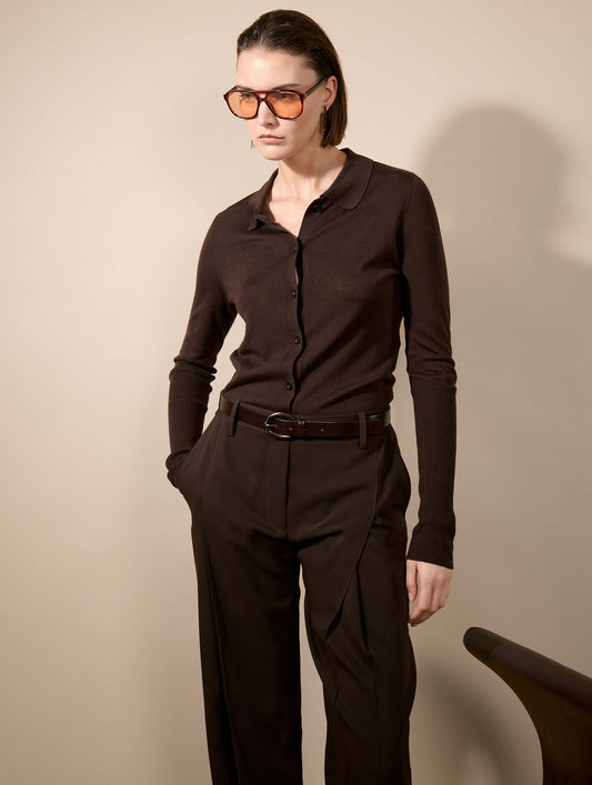 Mocha extra-fine merino silk cardigan