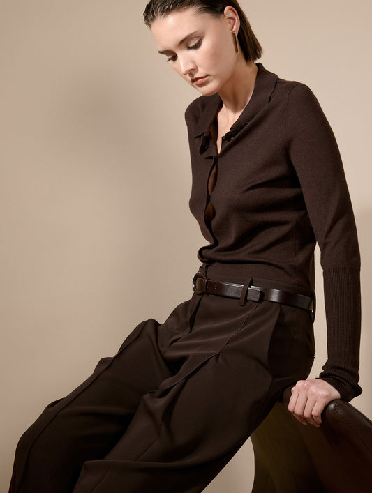 Mocha extra-fine merino silk cardigan