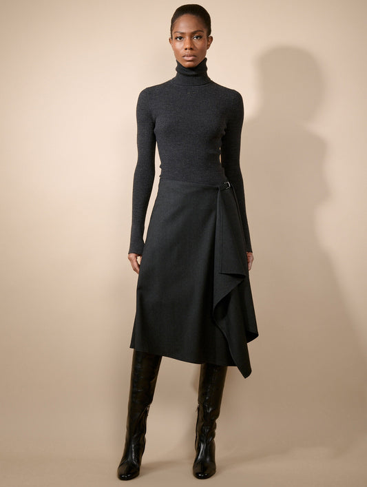 Anthracite merino knit turtleneck sweater