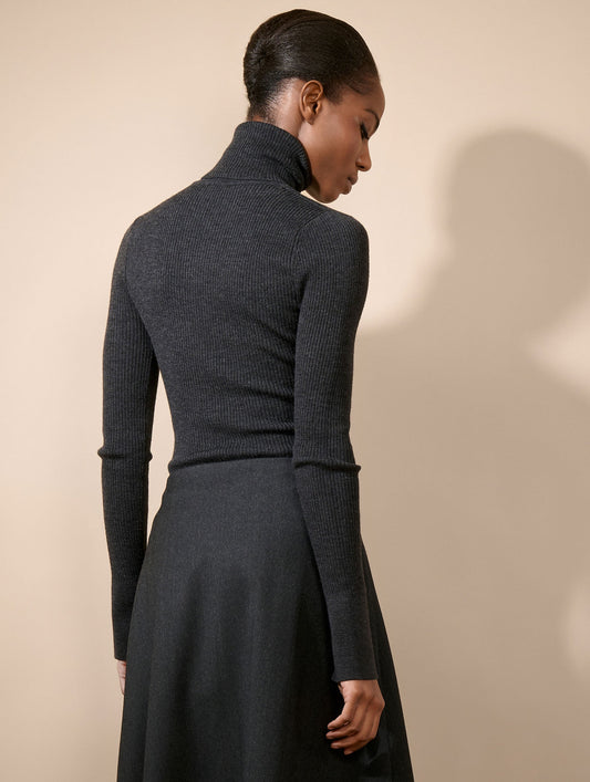 Anthracite merino knit turtleneck sweater