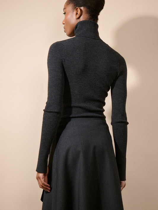 Anthracite merino knit turtleneck sweater