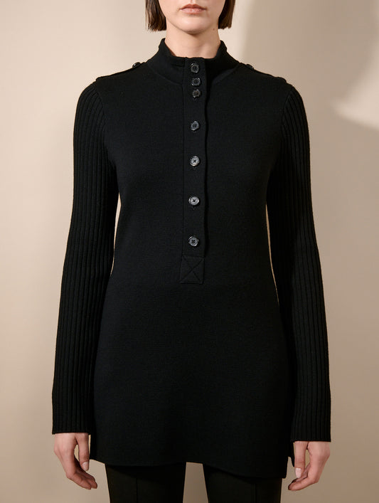 Black merino knit tunic