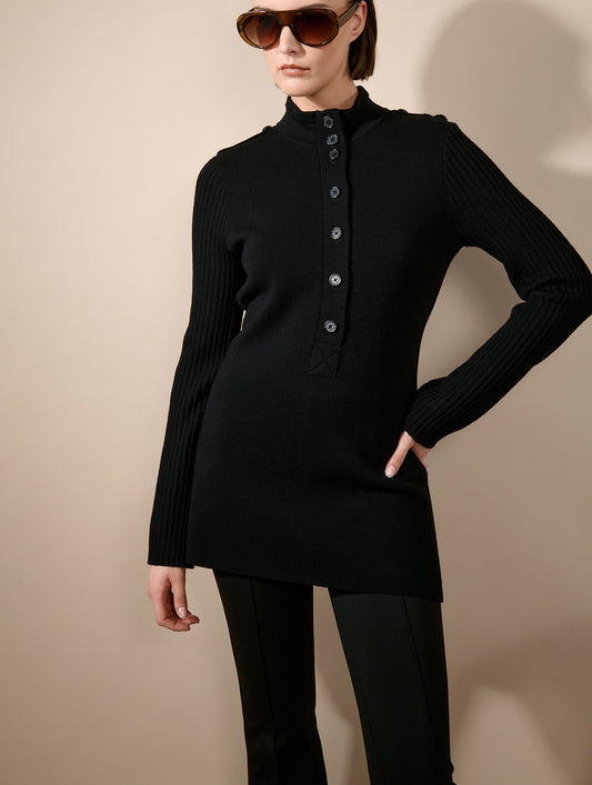 Black merino knit tunic