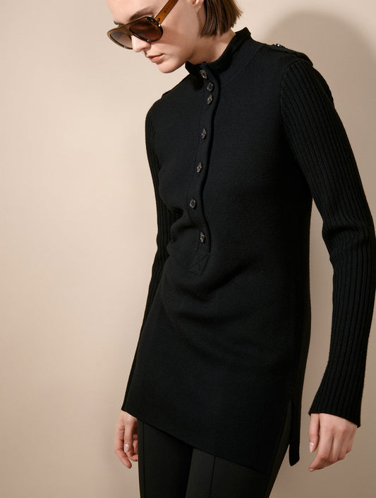 Black merino knit tunic