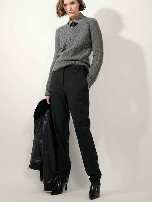 Grey marl yak wool and cashmere cable-knit sweater