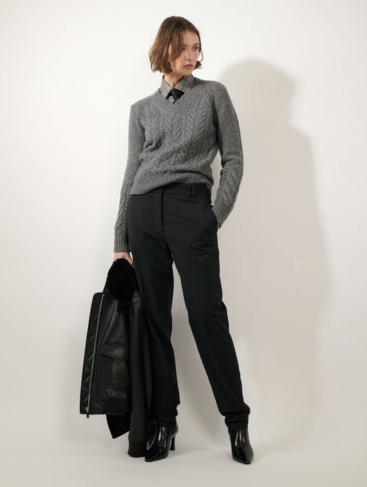 Grey marl yak wool and cashmere cable-knit sweater