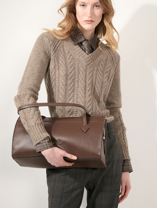 Hazelnut yak wool and cashmere cable-knit sweater