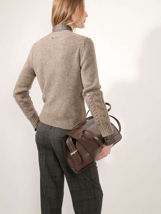 Hazelnut yak wool and cashmere cable-knit sweater