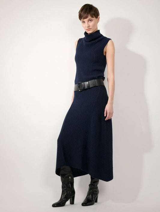 Navy wool and cashmere sleeveless sweater
