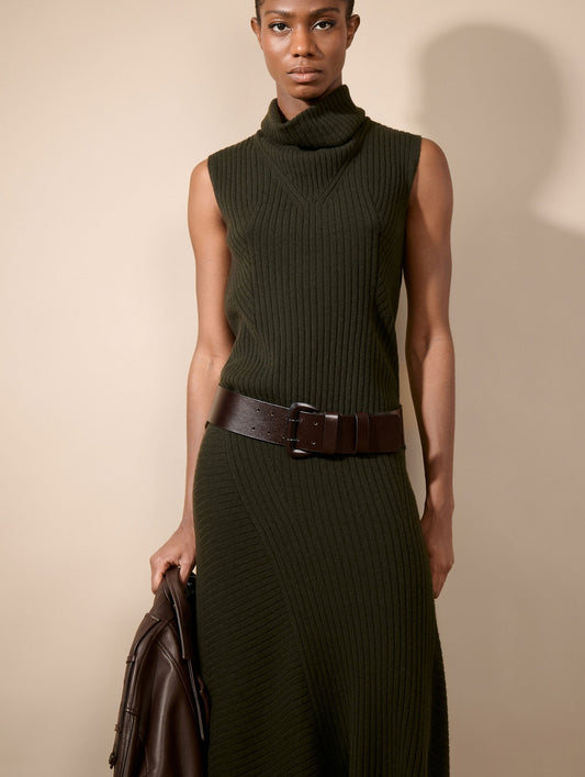 Lichen wool and cashmere sleeveless sweater