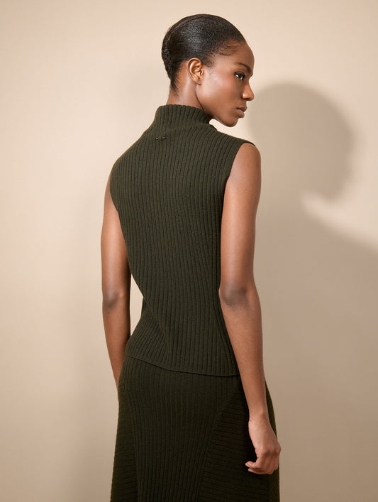 Lichen wool and cashmere sleeveless sweater