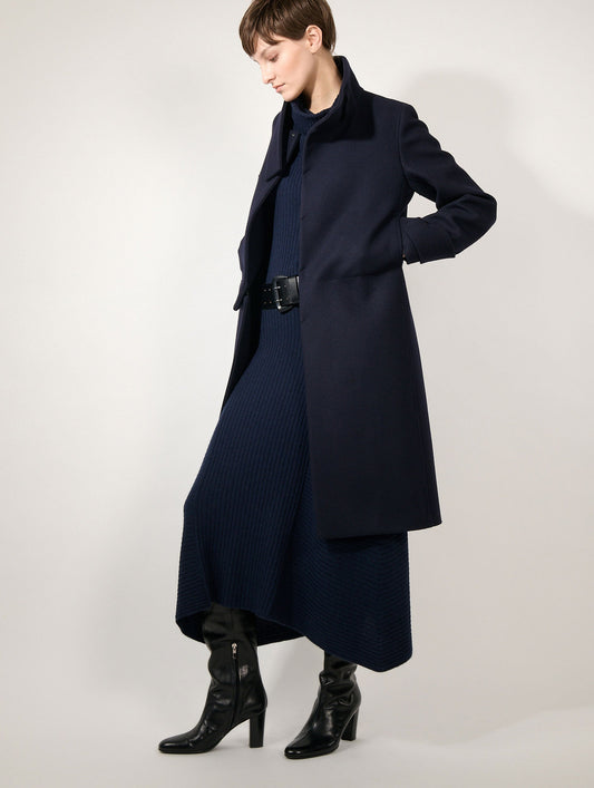 Navy wool and cashmere knit skirt