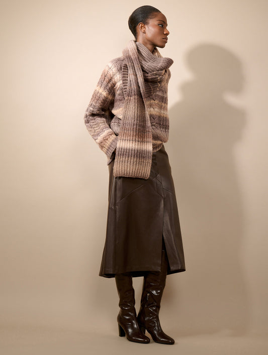 Gradient cable-knit V-neck sweater