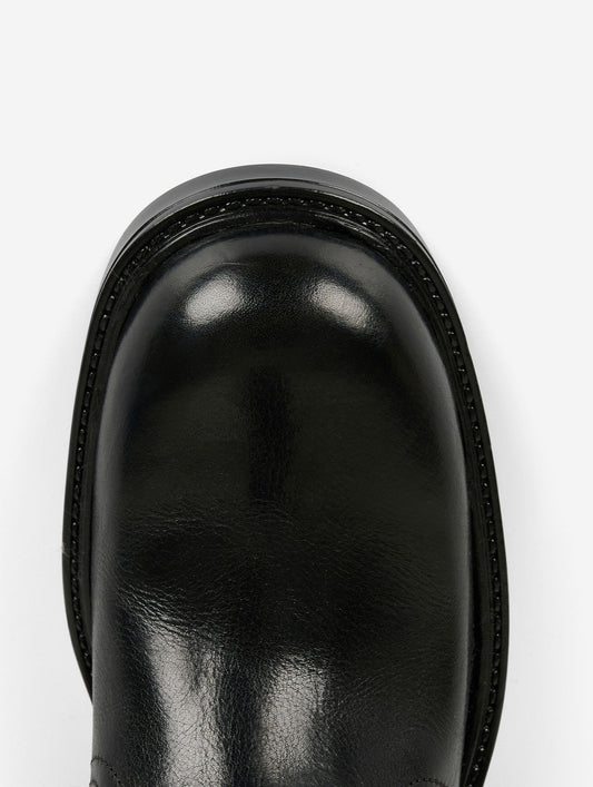 Black vintage leather multi-buckle boots