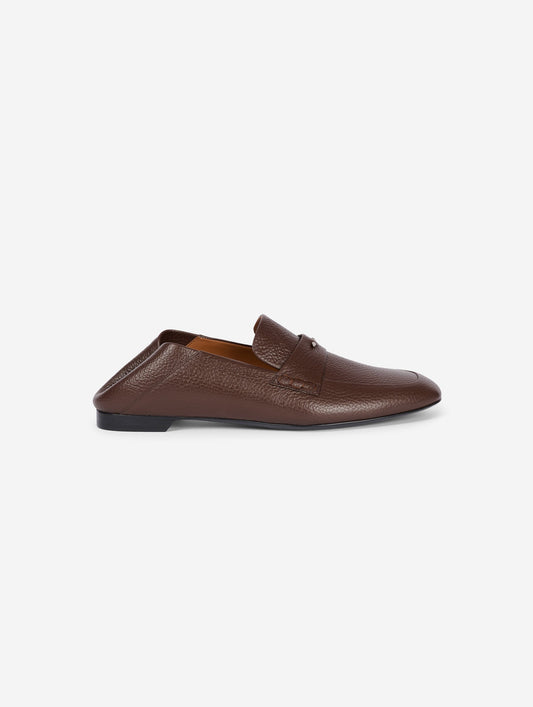 Brown backless leather loafers