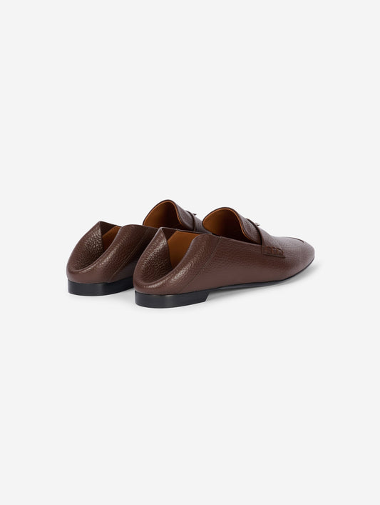 Brown backless leather loafers