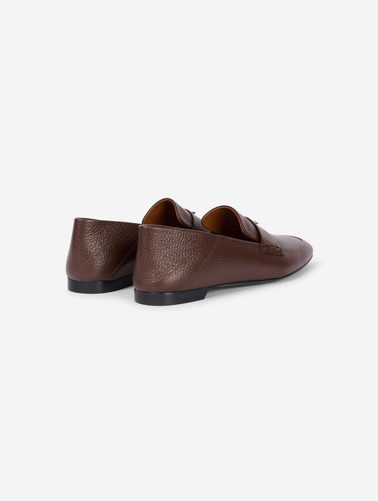 Brown backless leather loafers
