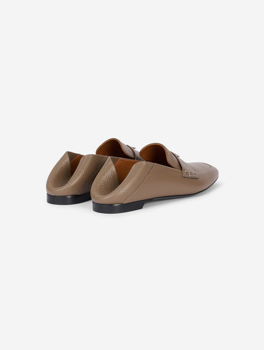 Taupe backless leather loafers