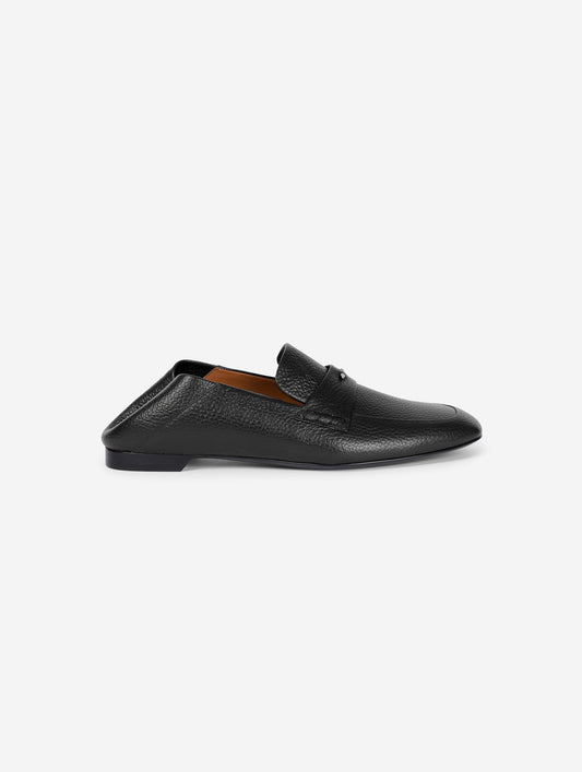 Black backless leather loafers