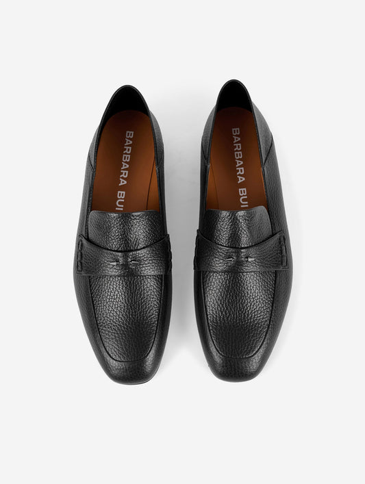 Black backless leather loafers